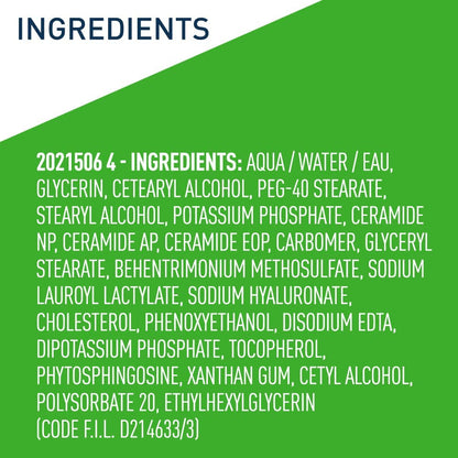 List of ingredients on a green background with 'INGREDIENTS' at the top.