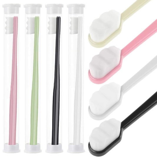 Set of cleaning brushes with different handles and bristle designs on a white background
