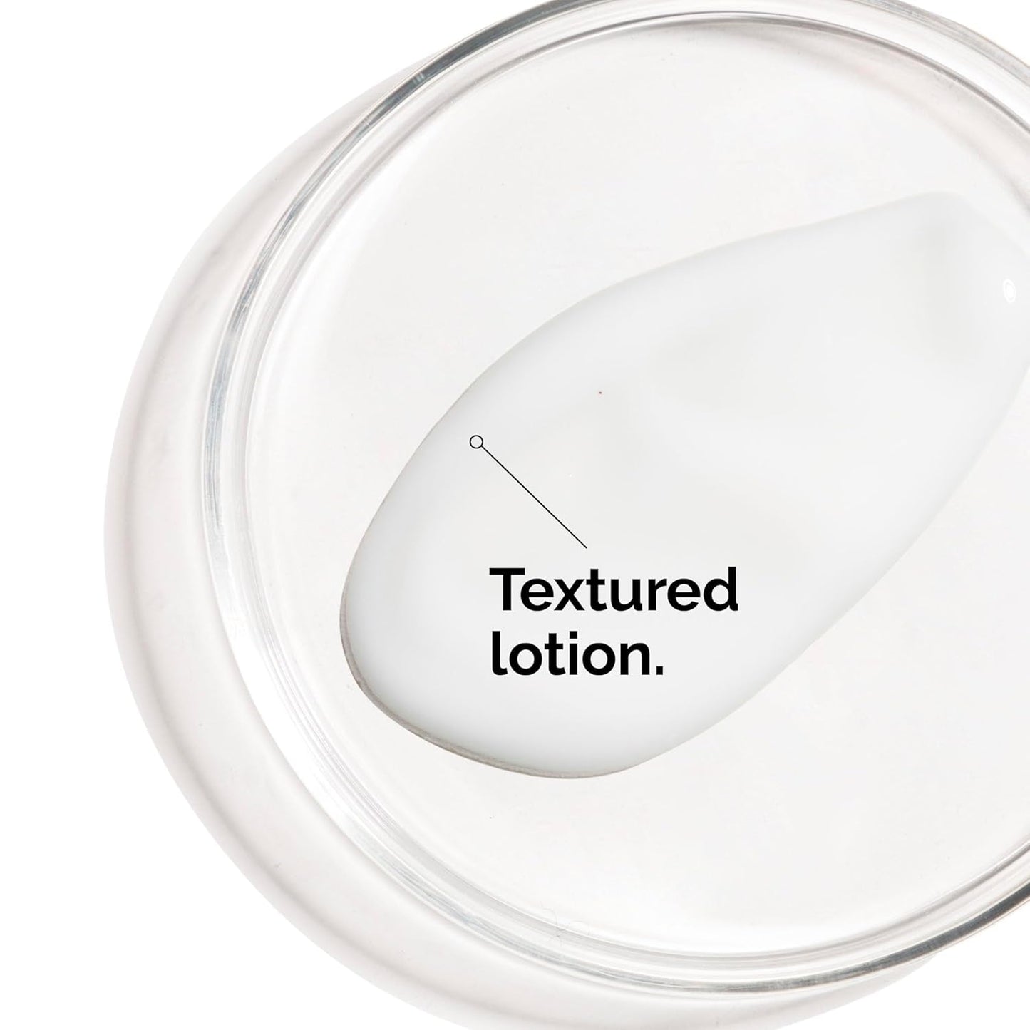 Close-up texture shot of The Ordinary Vitamin C Suspension 23% + Hyaluronic Acid Spheres 2%, showing the rich lotion-like consistency of the brightening Vitamin C skincare treatment.