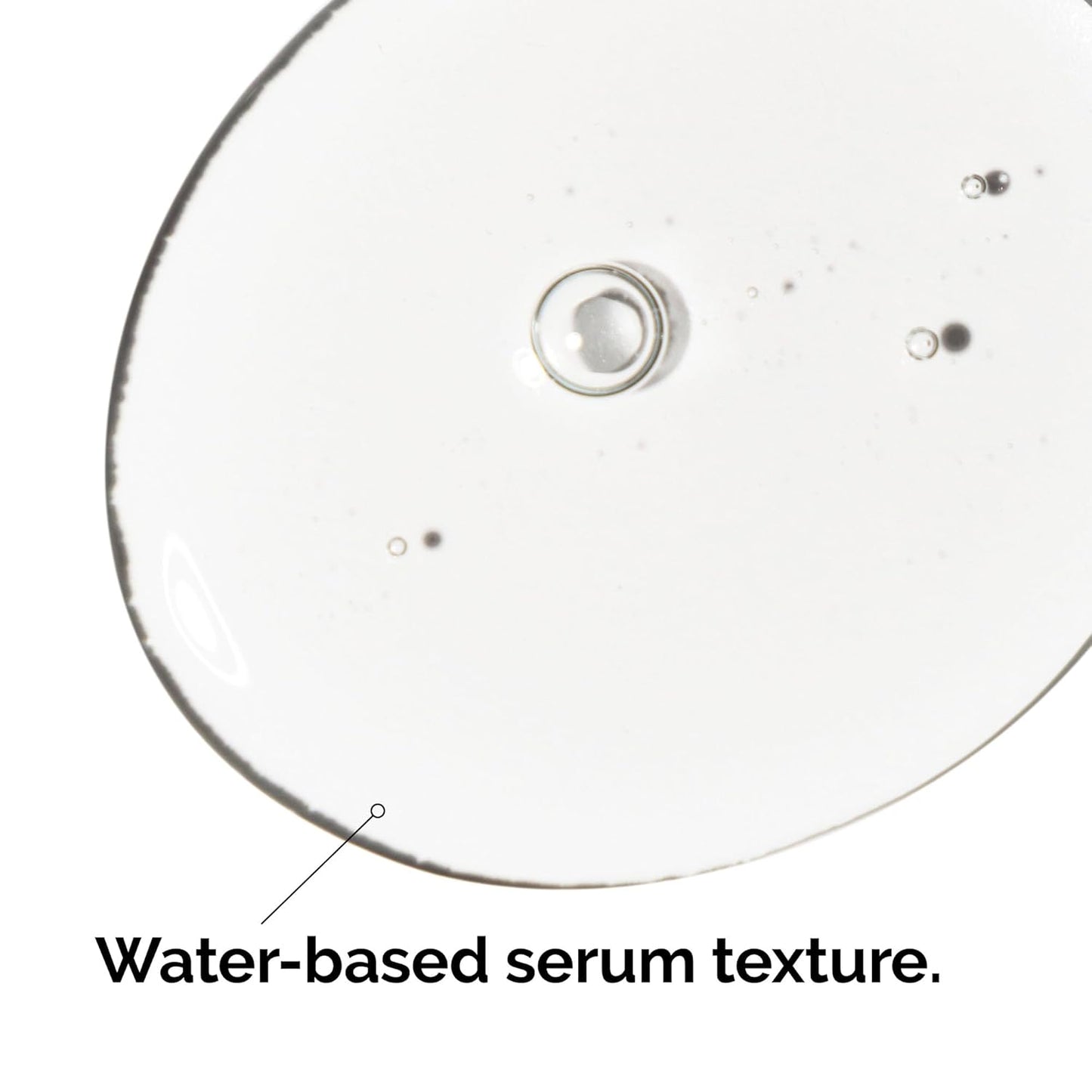 Close-up texture image showcasing The Ordinary Lactic Acid 5% + HA serum. The lightweight, water-based formula appears clear and fluid, highlighting its fast-absorbing texture designed to gently exfoliate, smooth skin texture, and provide hydration without feeling heavy on the skin.
