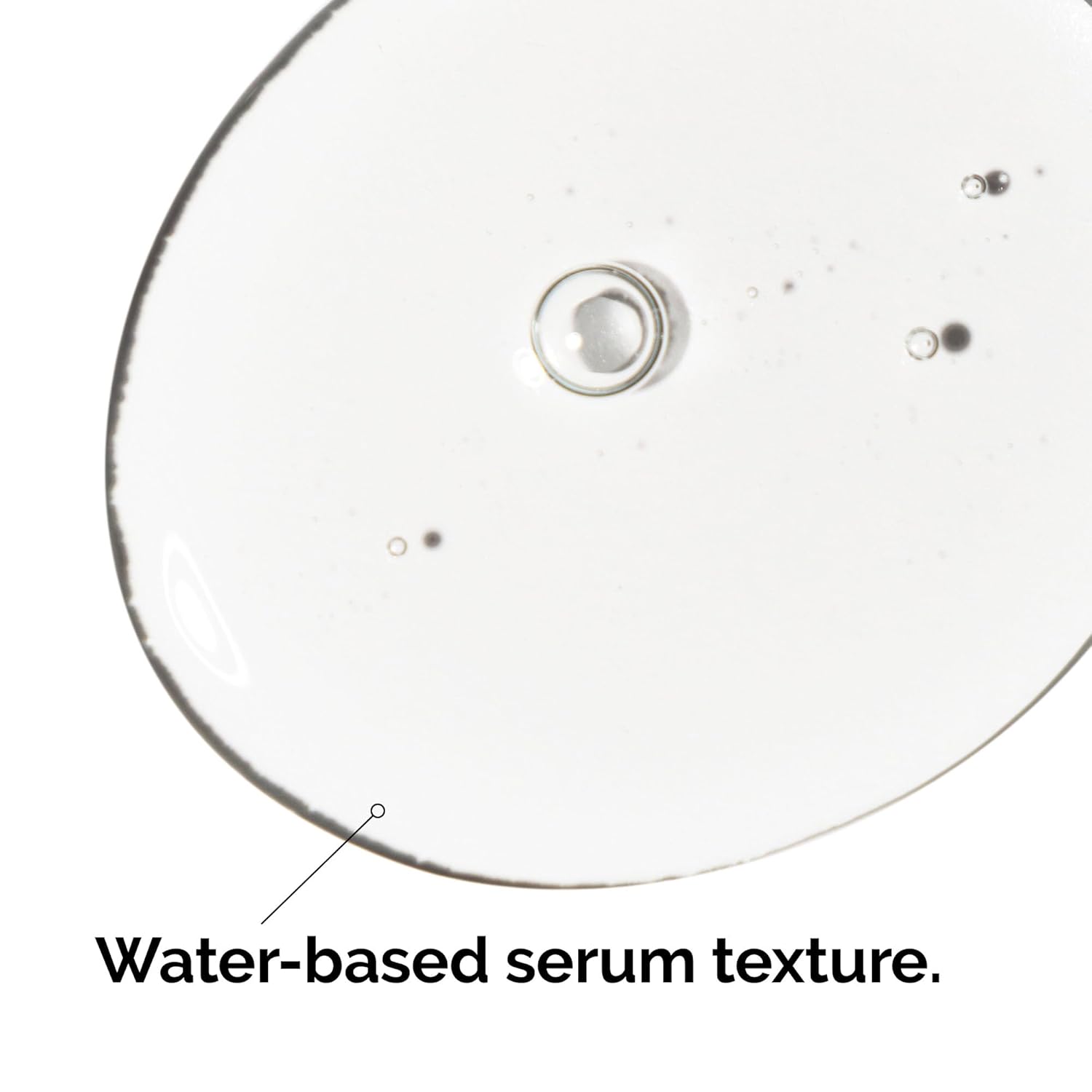 Close-up texture image showcasing The Ordinary Lactic Acid 5% + HA serum. The lightweight, water-based formula appears clear and fluid, highlighting its fast-absorbing texture designed to gently exfoliate, smooth skin texture, and provide hydration without feeling heavy on the skin.