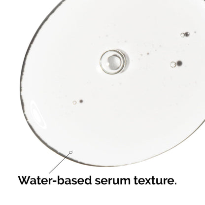 Close-up texture image showcasing The Ordinary Lactic Acid 5% + HA serum. The lightweight, water-based formula appears clear and fluid, highlighting its fast-absorbing texture designed to gently exfoliate, smooth skin texture, and provide hydration without feeling heavy on the skin.
