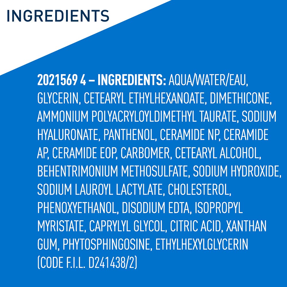 List of ingredients on a blue background