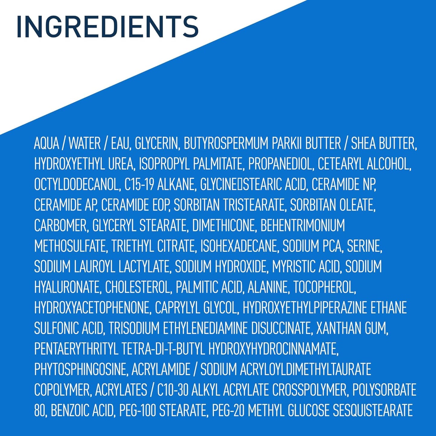 List of ingredients on a blue background