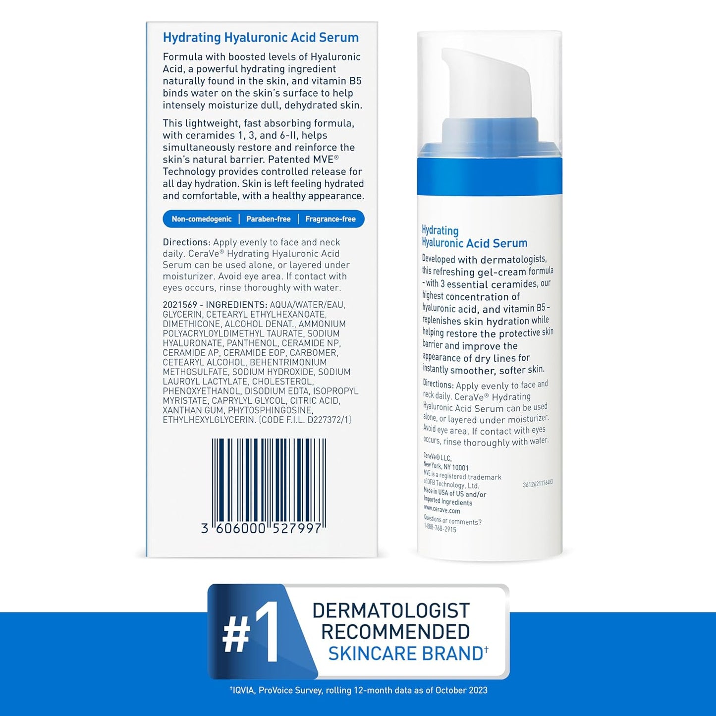 Hydrating Hyaluronic Acid Serum bottle with label on a white background