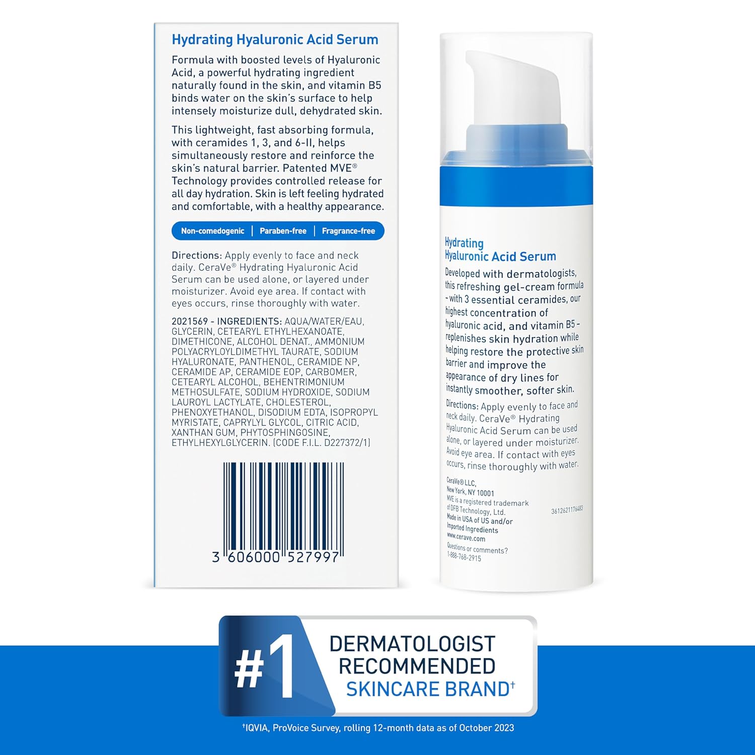 Hydrating Hyaluronic Acid Serum bottle with label on a white background