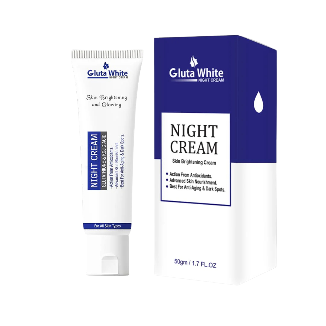 Gluta White night cream tube and packaging on a white background