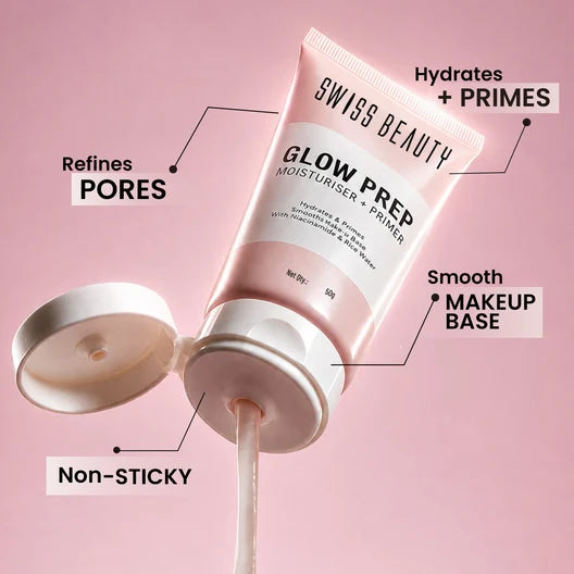 Swiss Beauty Glow Prep Moisturiser + Primer for Hydrated Skin & Smooth Makeup Base