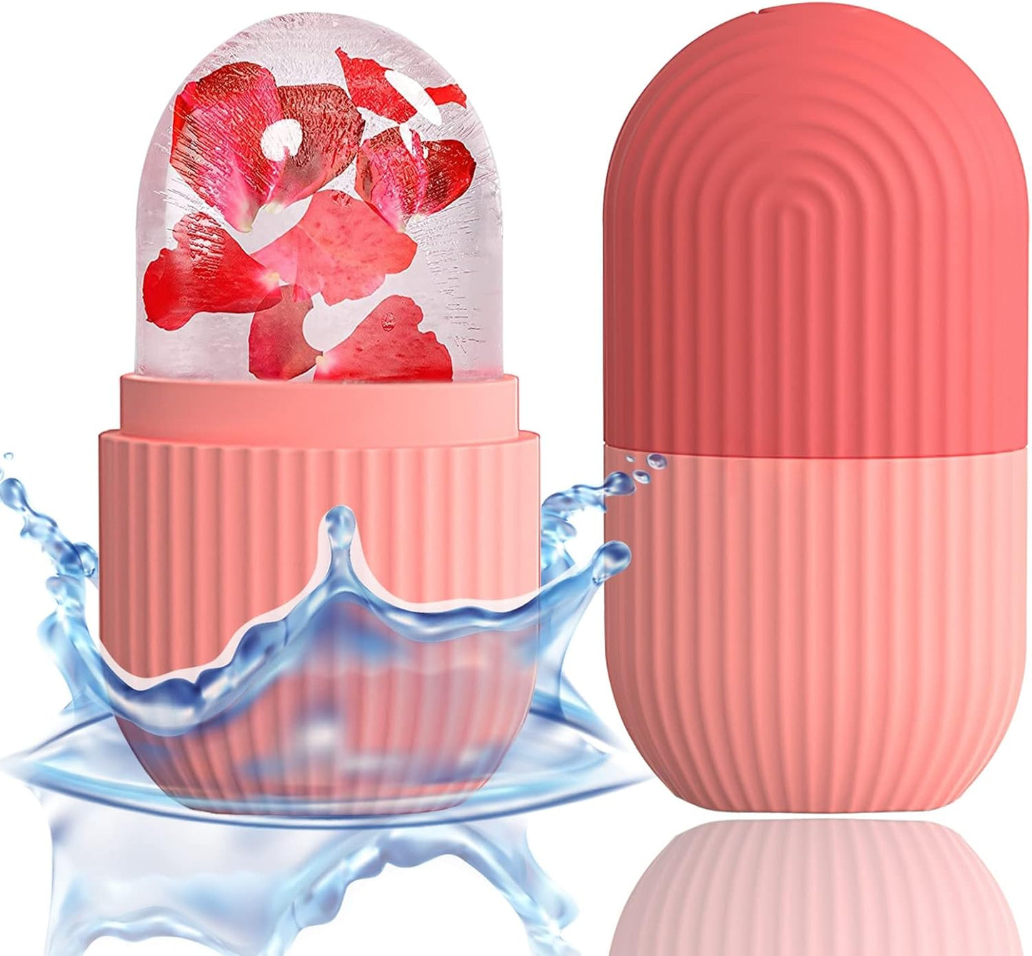 Reusable silicone ice cube face roller for facial massage, skin cooling, puffiness reduction, pore tightening and refreshing skincare treatment