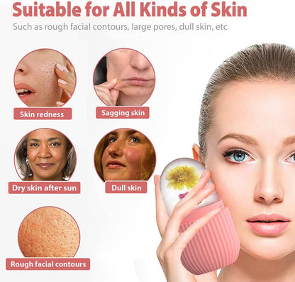 Reusable ice face roller suitable for all skin types, helping soothe redness, reduce puffiness, refresh dull skin, tighten pores and improve overall skin appearance with cooling facial massage