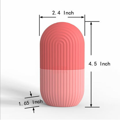 Compact reusable silicone ice face roller measuring 4.5 inches tall and 2.4 inches wide, designed for facial massage, skin cooling, puffiness reduction and daily skincare use
