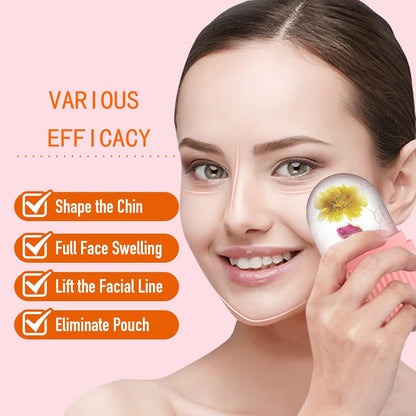 Reusable ice face roller for facial lifting, jawline definition, puffiness reduction and skin tightening, helping refresh and sculpt the face with cooling ice therapy