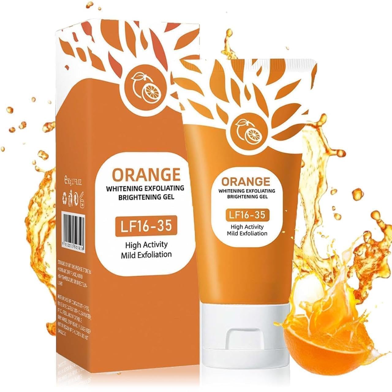 Orange Whitening Exfoliating Brightening Gel for Face and Body, Deep Cleansing Exfoliator, Dead Skin Remover, Brightening Gel with Orange Extract for All Skin Types