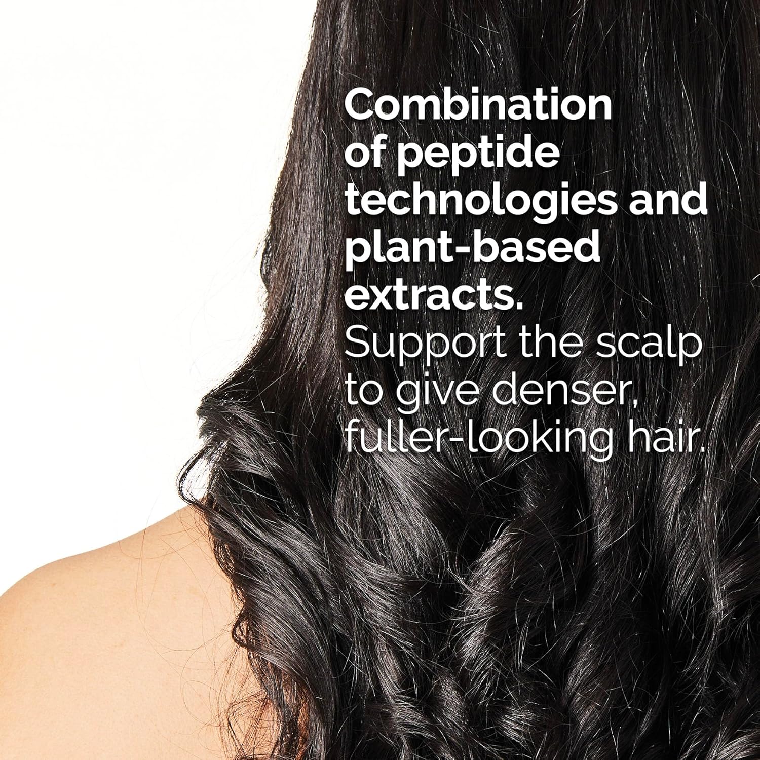 Healthy, fuller-looking hair after using The Ordinary Multi-Peptide Serum for Hair Density with peptide technologies and plant-based extracts to support thicker, denser-looking hair.